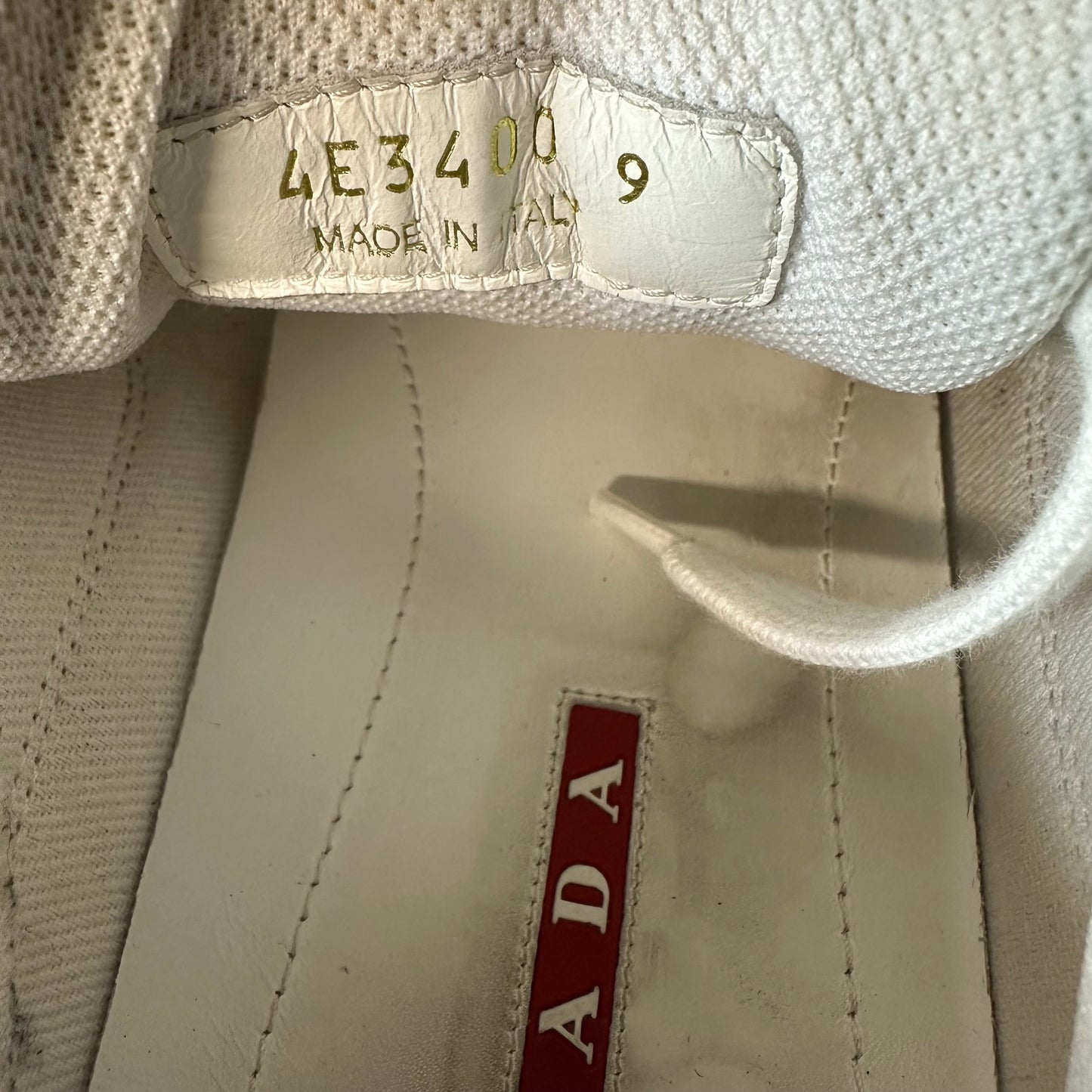 Prada Americas Cup Red Leather Grey White Sneaker Sz 9