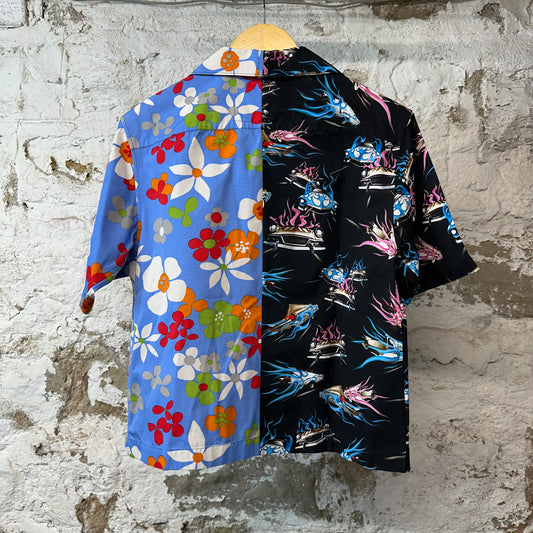 Prada Double Match Floral Car Button Up Shirt Sz XS