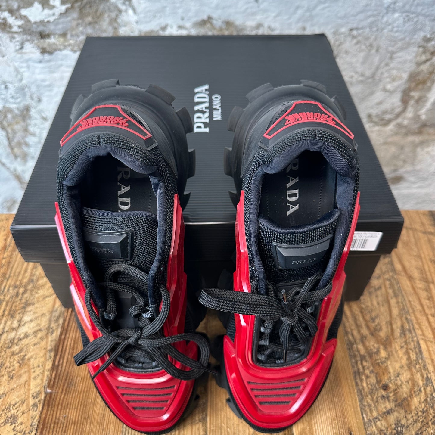 Prada Cloudbust Thunder Black Red Sneaker Sz 10