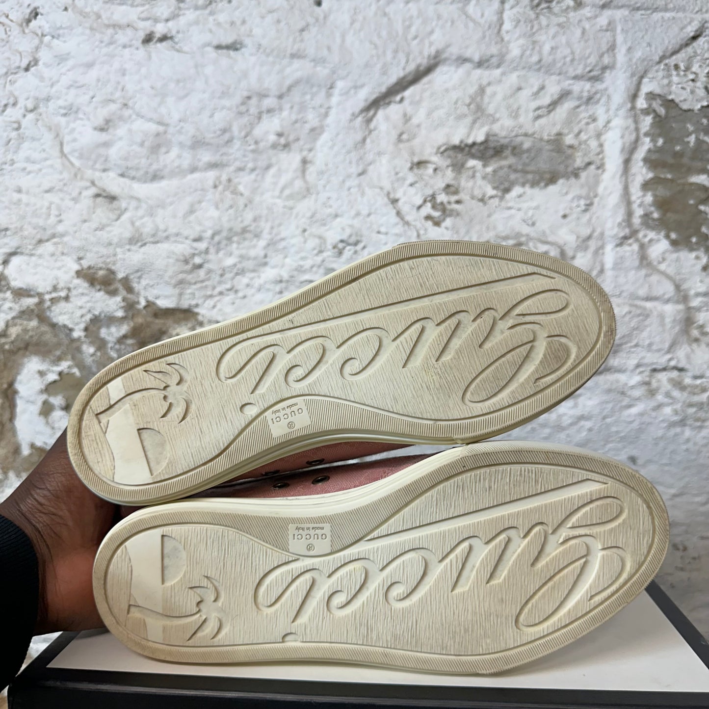 Gucci Pink Monogram White Sneaker Sz 4.5 (36.5)