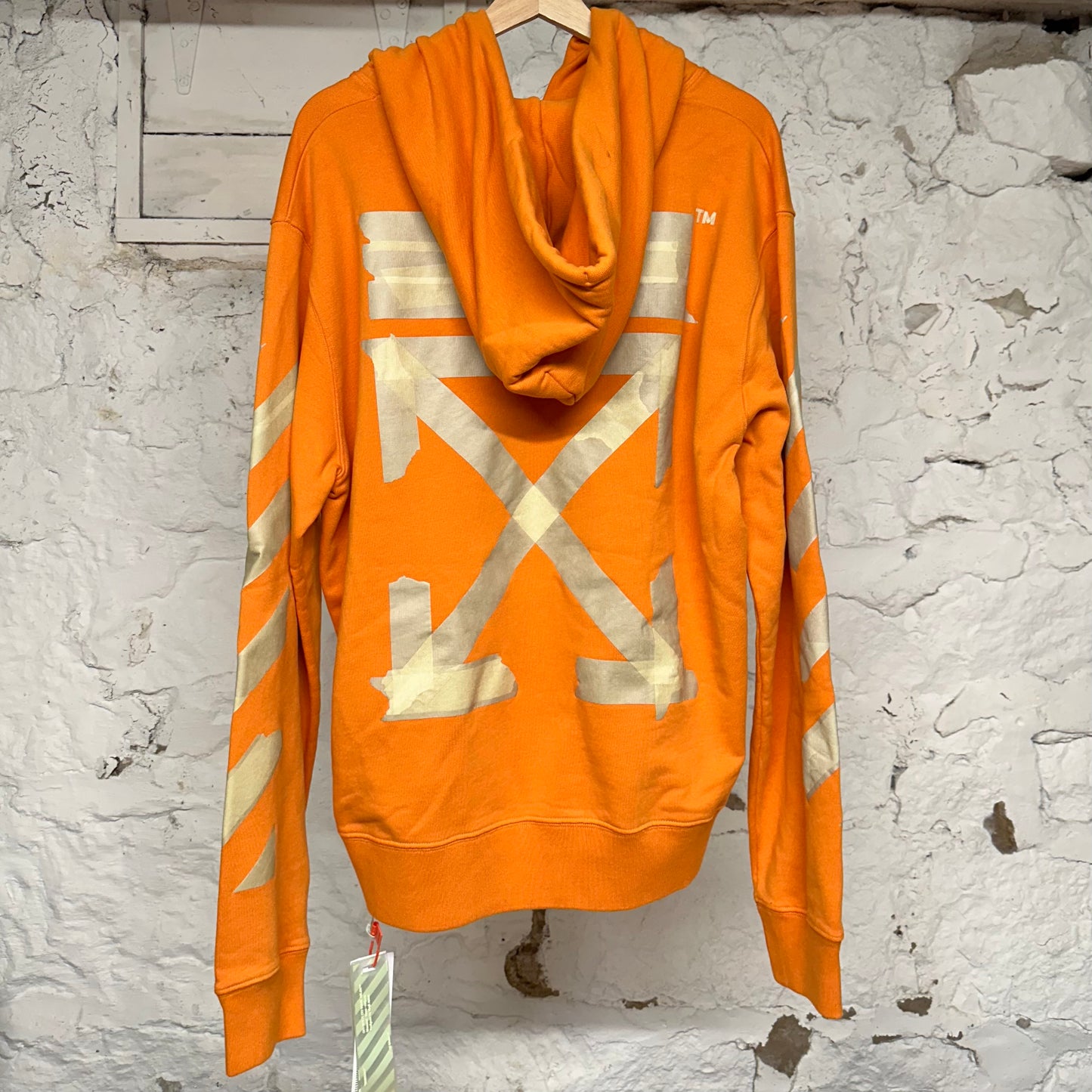 Off-White Tape Cross Orange Hoodie Sz XL