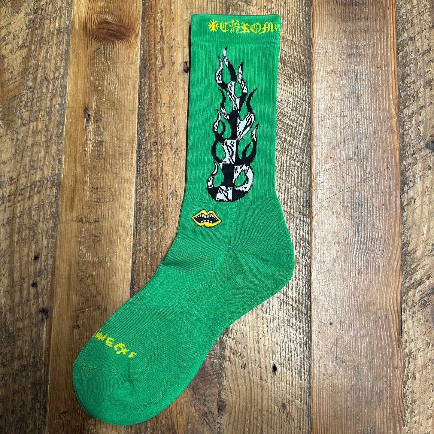 Chrome Hearts Matty Boy Green Flame Socks DS