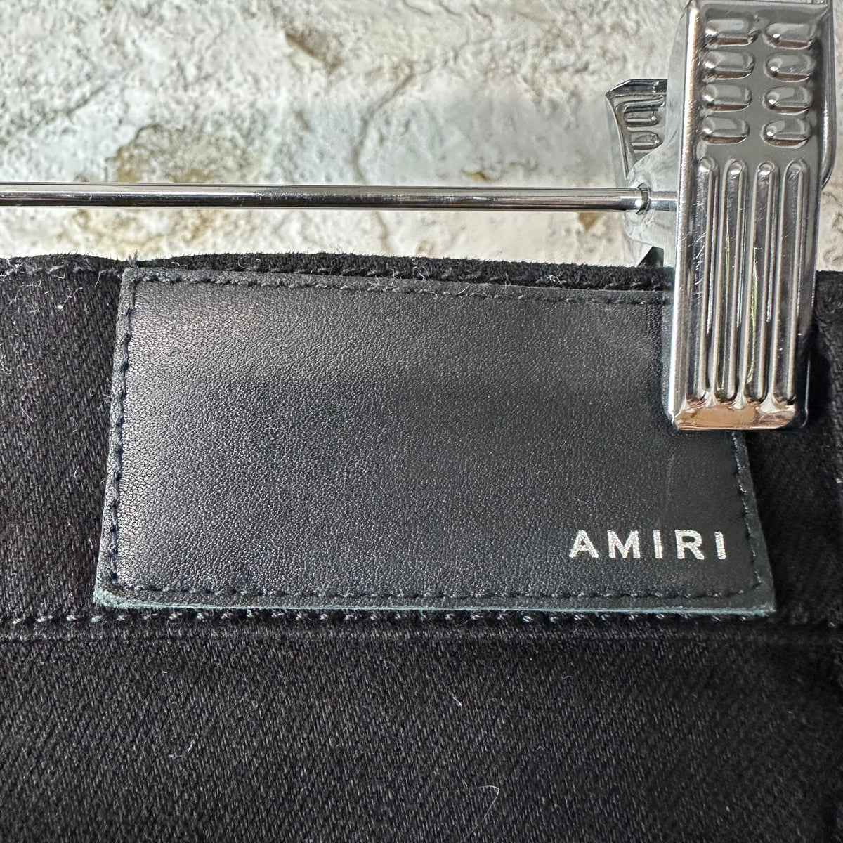 Amiri Black Suede Core Logo Black Denim Jeans Sz 28