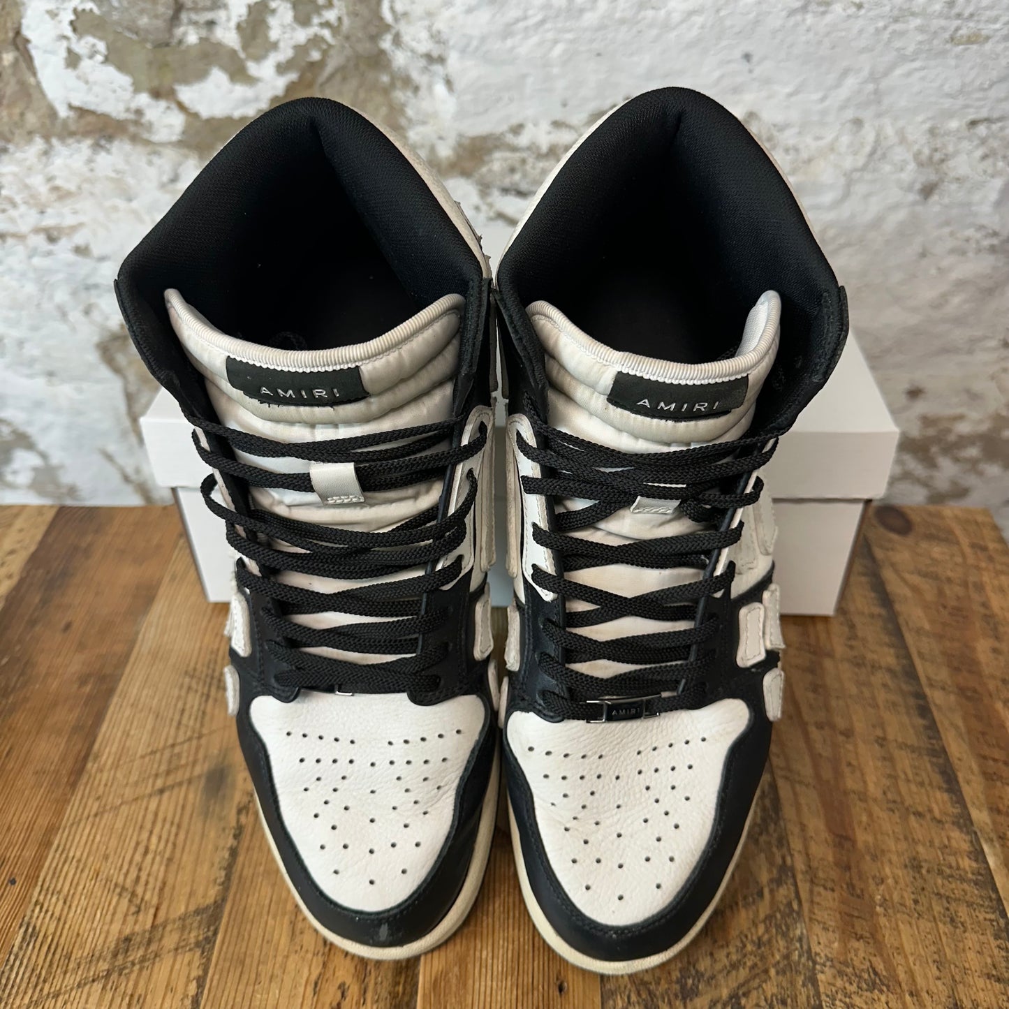 Amiri White Skeleton Black White High Sz 12 (45)
