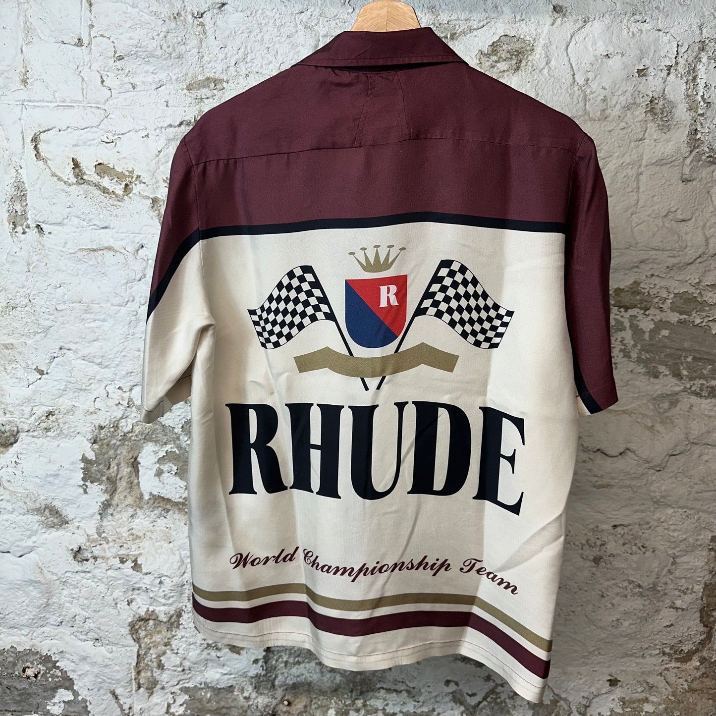 Rhude Championship Maroon White Button Up Sz S