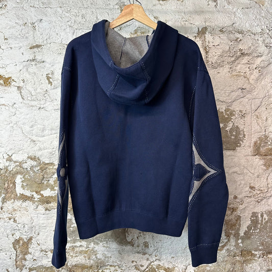 Louis Vuitton Intarsia Navy Zip Up Hoodie Sz L