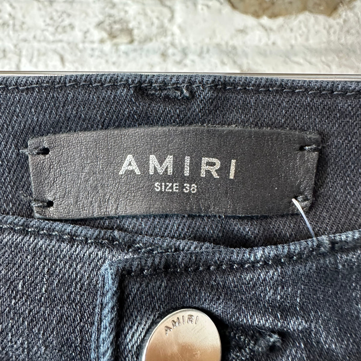 Amiri MX1 Brown Suede Faded Black Denim Jeans Sz 38