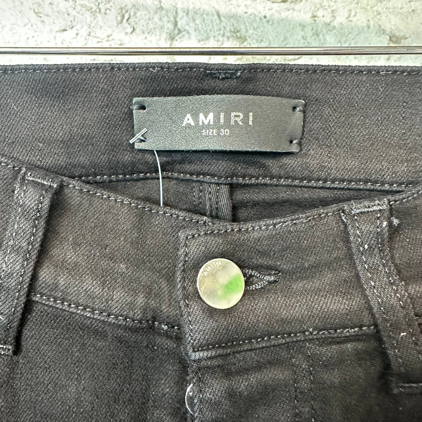 Amiri Gold Bones Black Denim Jeans Sz 30