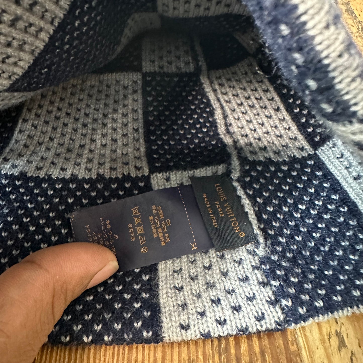 Louis Vuitton Navy Damier Heritage Beanie W/ Box