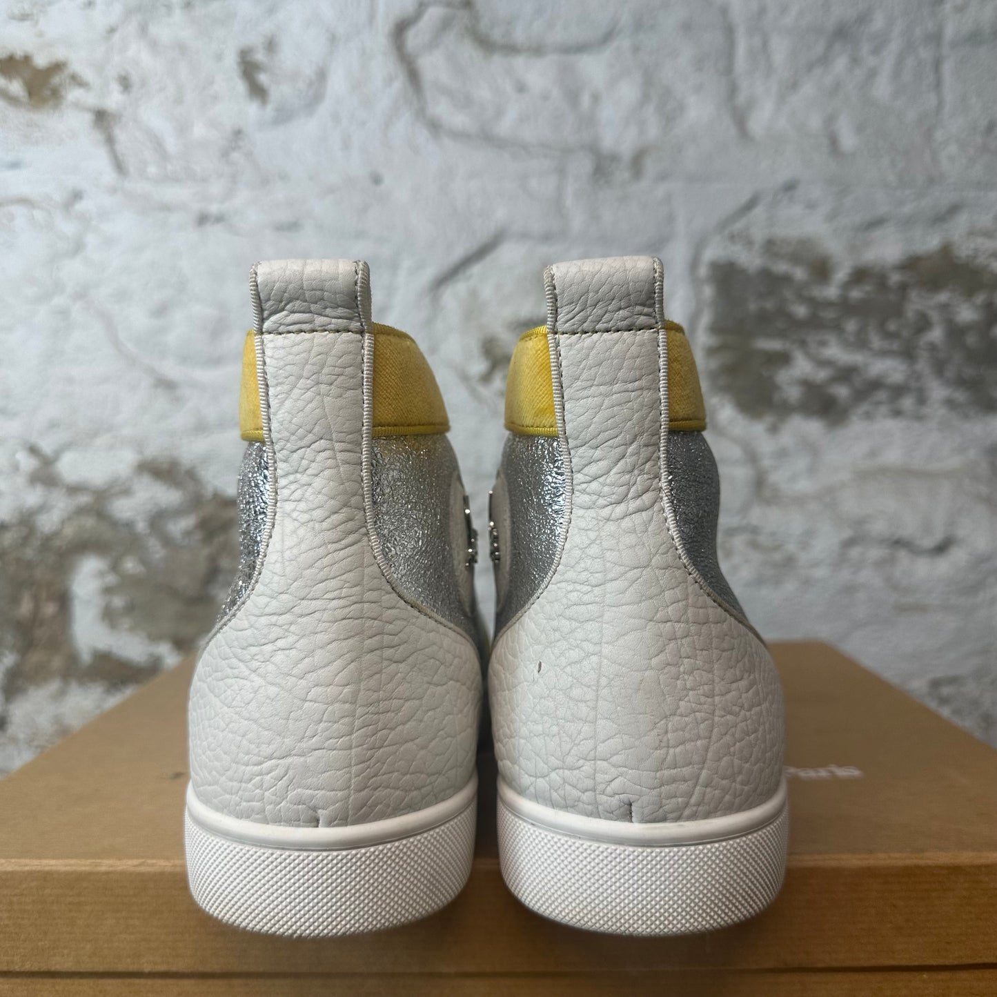 Christian Louboutin High Silver Yellow White Sneaker Sz 10 (43)