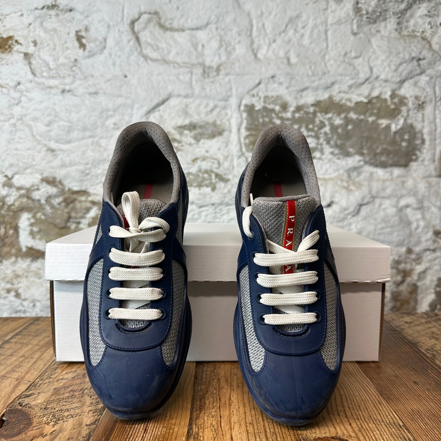 Prada Americas Cup Navy Rubber Sneaker Sz 5 (37)