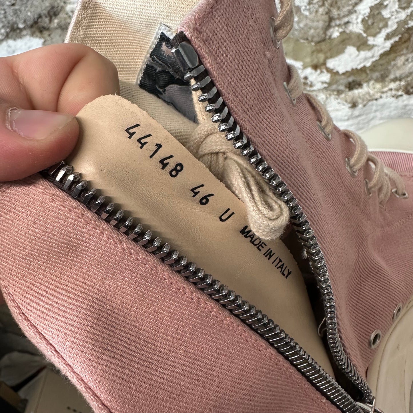 Rick Owens Pink Canvas Abstract Cream High Sz 13 (46) No Box