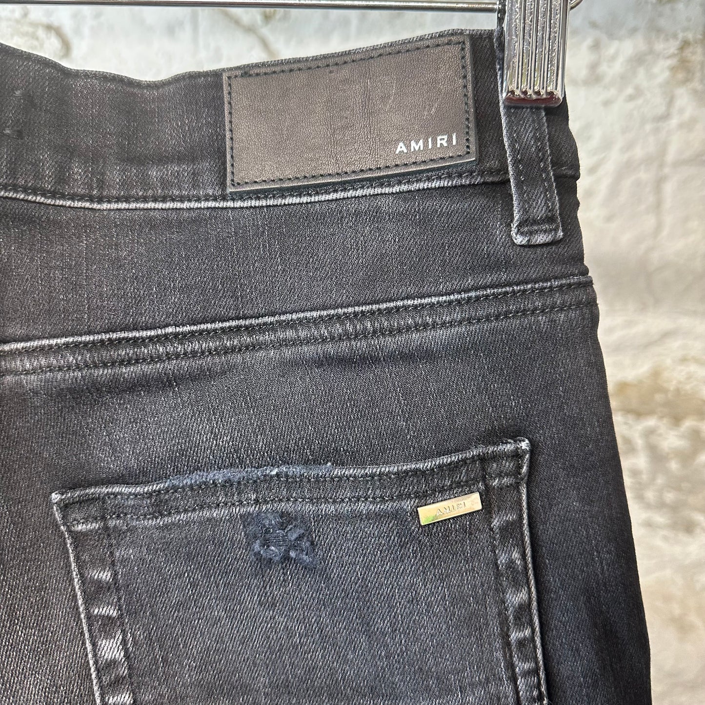 Amiri MX1 Grey Art Patch Black Denim Jeans