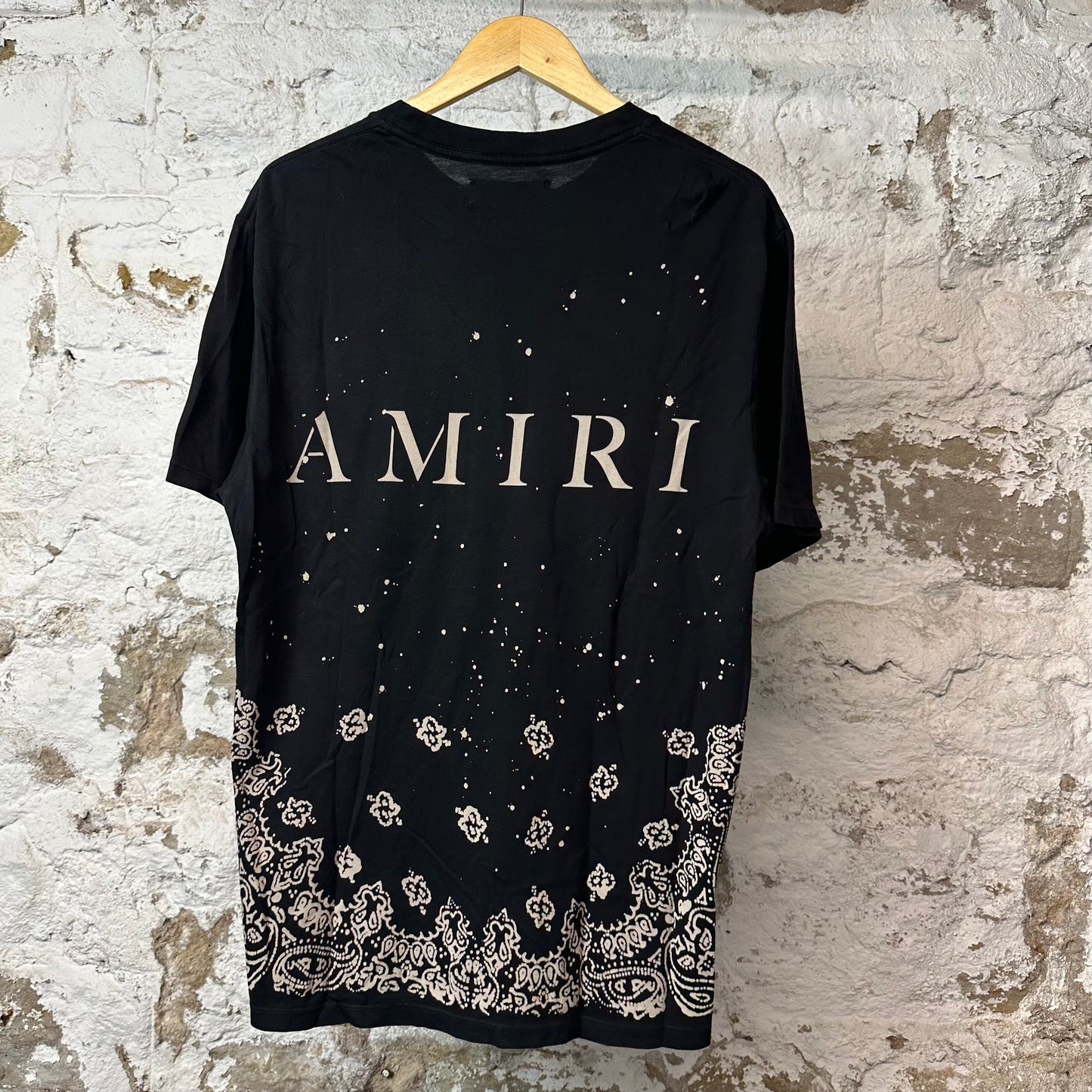 Amiri Cream AM Paisley T-shirt Black Sz M