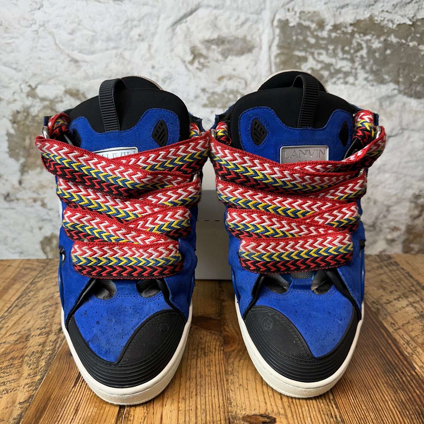 Lanvin Curb Multicolor Lace Blue White Sneaker Sz 13 (46)