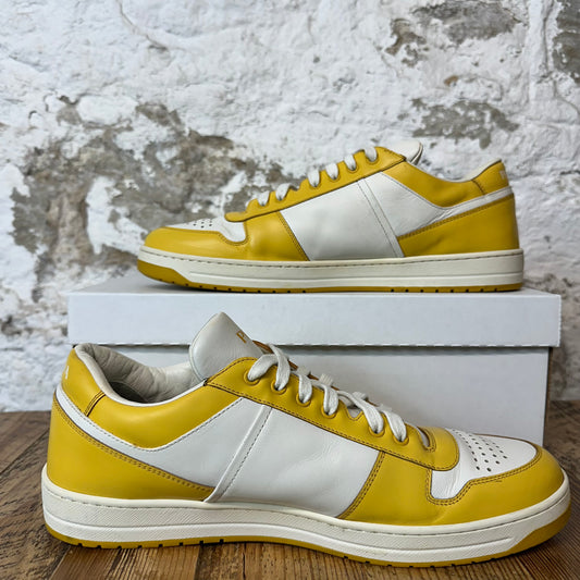Prada Downtown Leather Yellow White Sneaker Sz 10