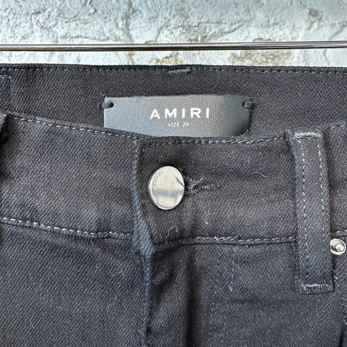 Amiri Yellow Stripe Black Denim Jeans Sz 29