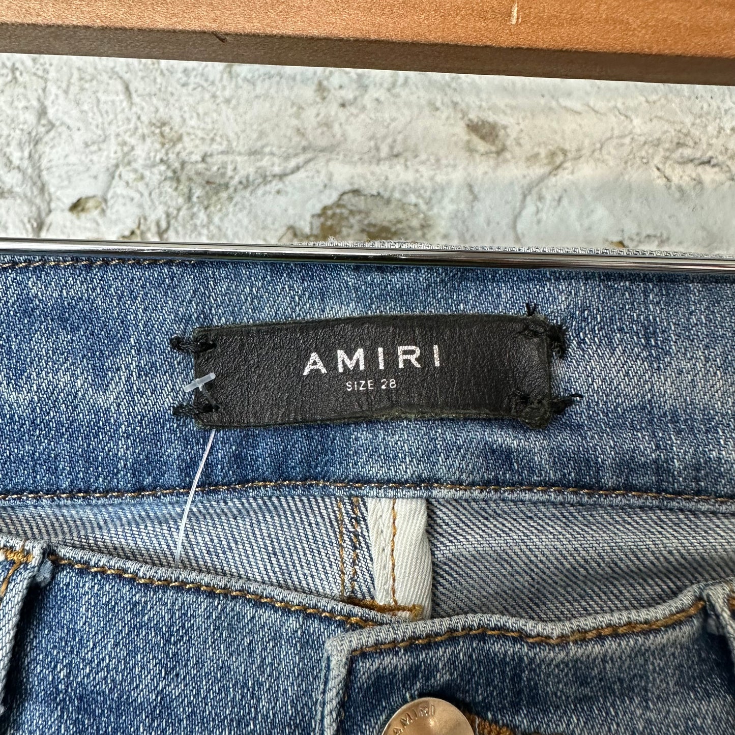 Amiri Green Camo Bones Blue Denim Jeans Sz 28