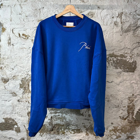 Rhude Cursive Spell Cobalt Blue Crewneck