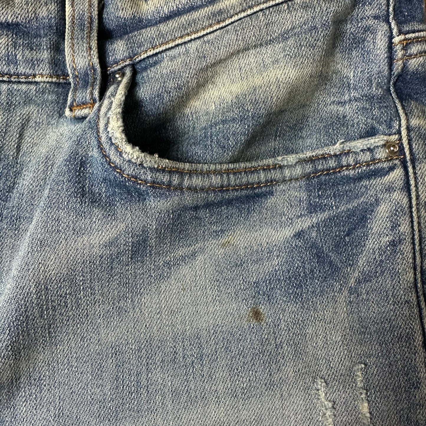 Amiri Black Varsity Logo Blue Denim Jeans Sz 34