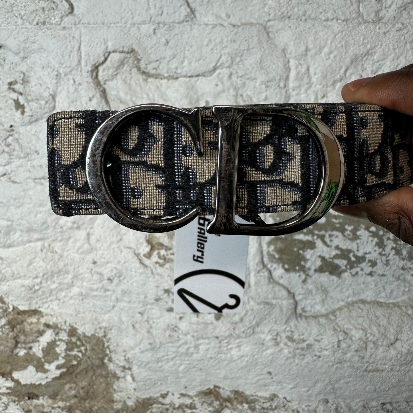 Dior Navy Oblique Belt Sz (100)