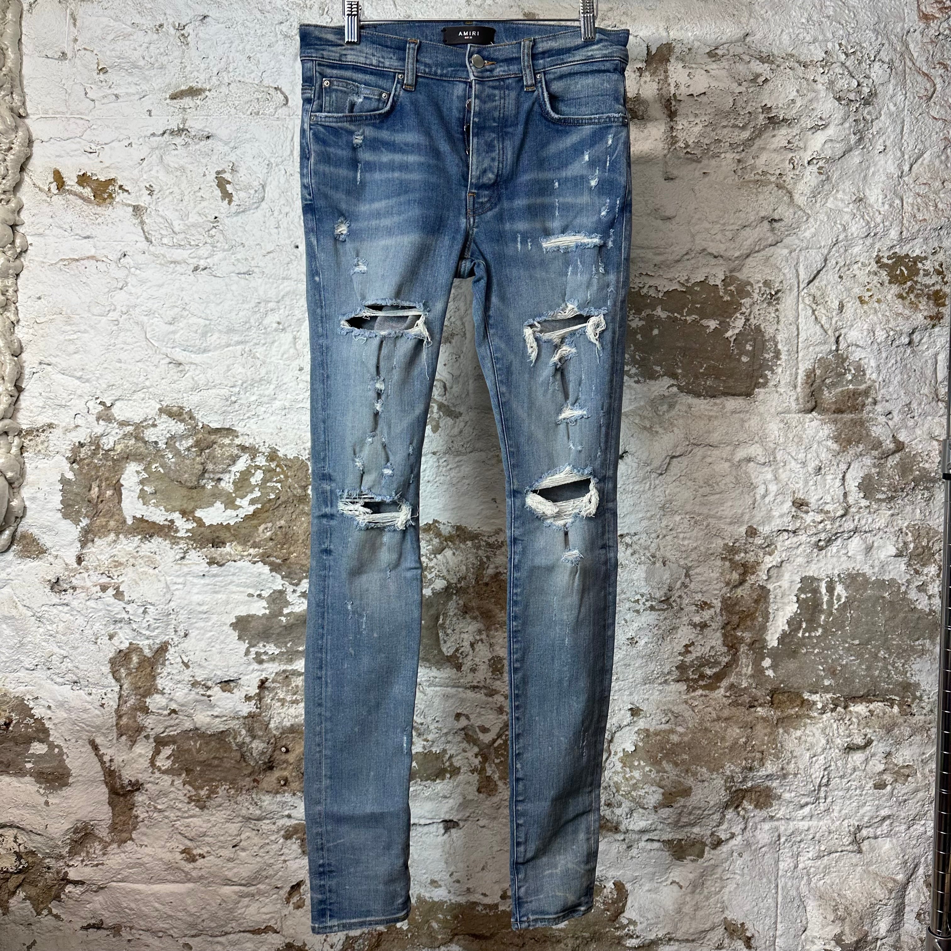 Amiri Distressed Plain Blue Denim Jeans Sz 30