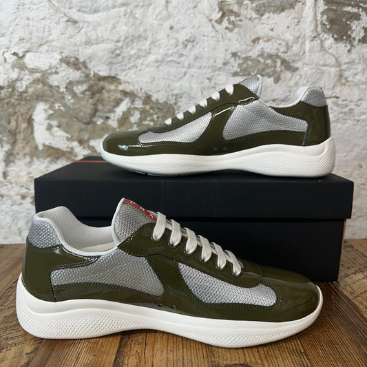 Prada Americas Cup Loden Argento Patent Sneaker Sz 9 DS