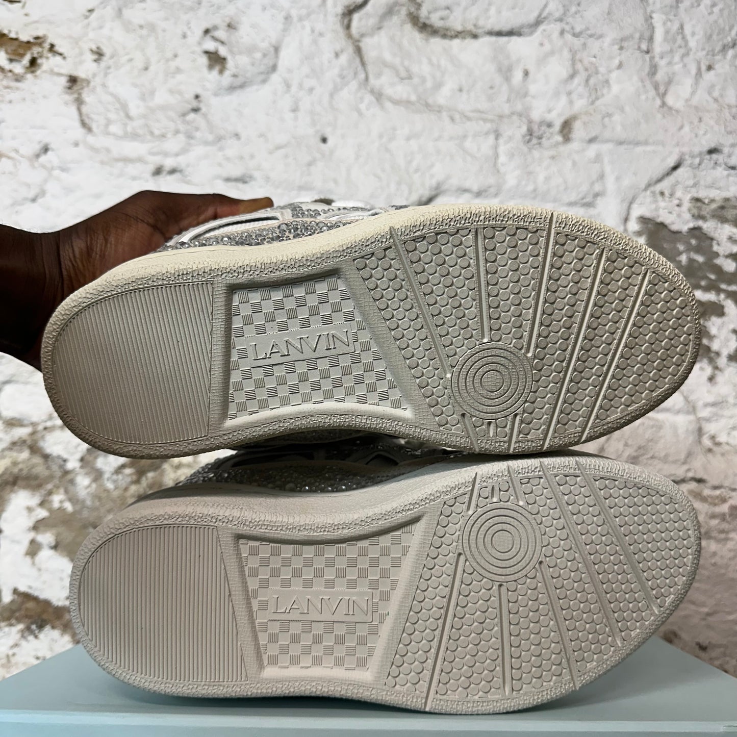 Lanvin Curb Rhinestone White Sneaker