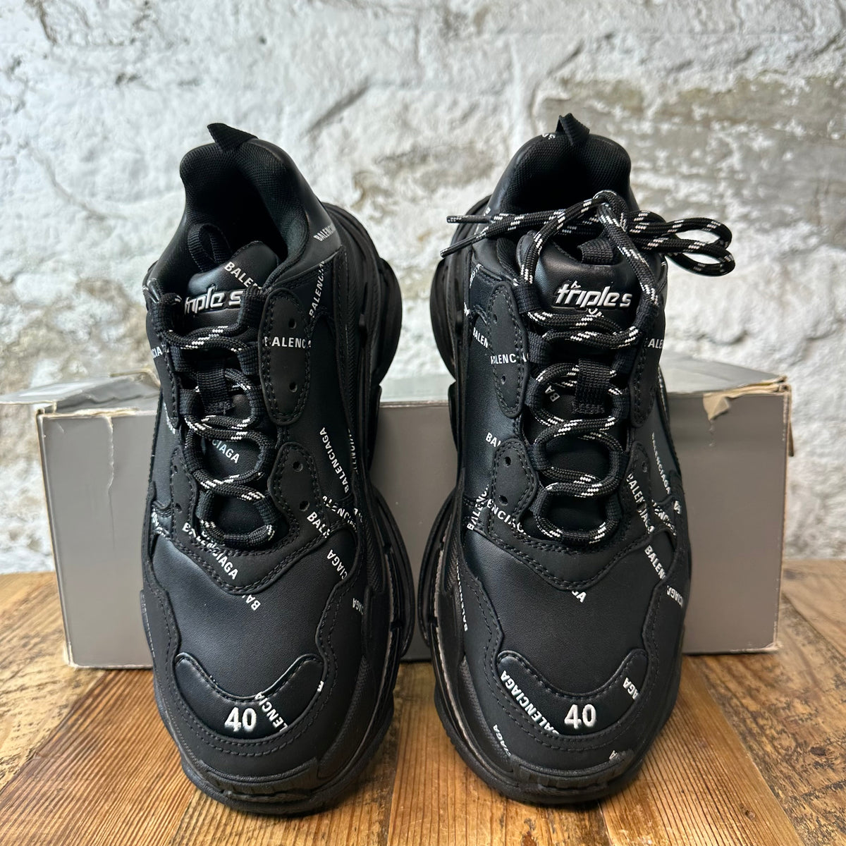 Balenciaga Triple S Spellout Black Sneaker Sz 7 (40)