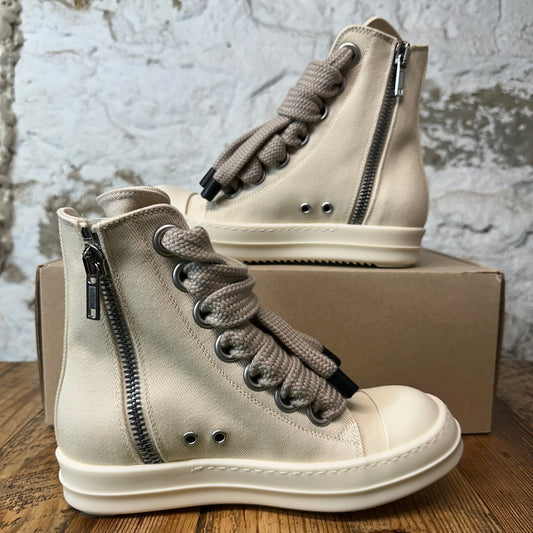 Rick Owens High Jumbo Lace Canvas Milk Sneaker DS