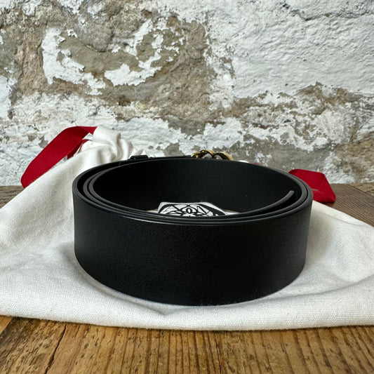 Alexander Mcqueen Gold Buckle Black Belt Sz (100)