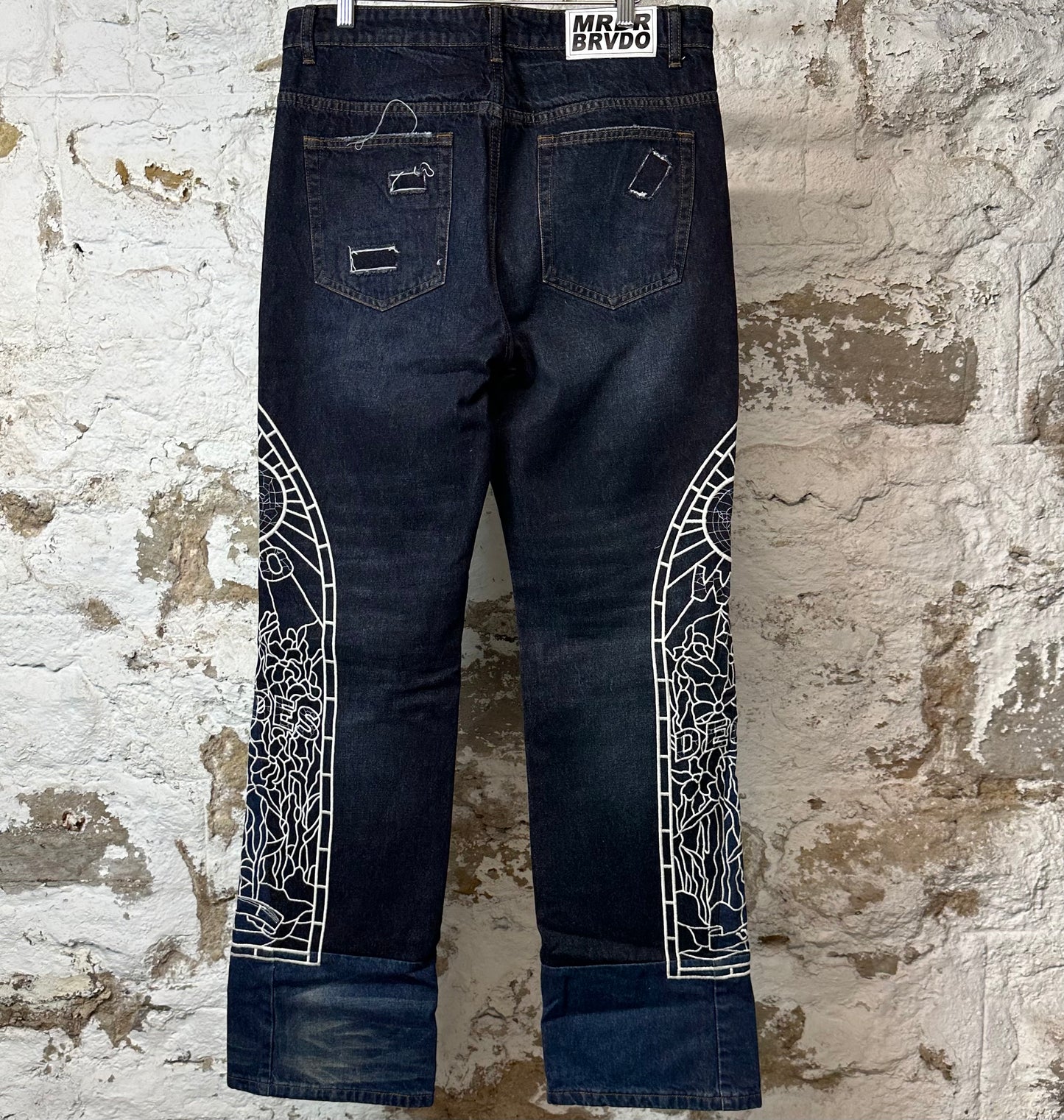 Who Decides War Stained Glass Dark Blue Denim Jeans Sz 32