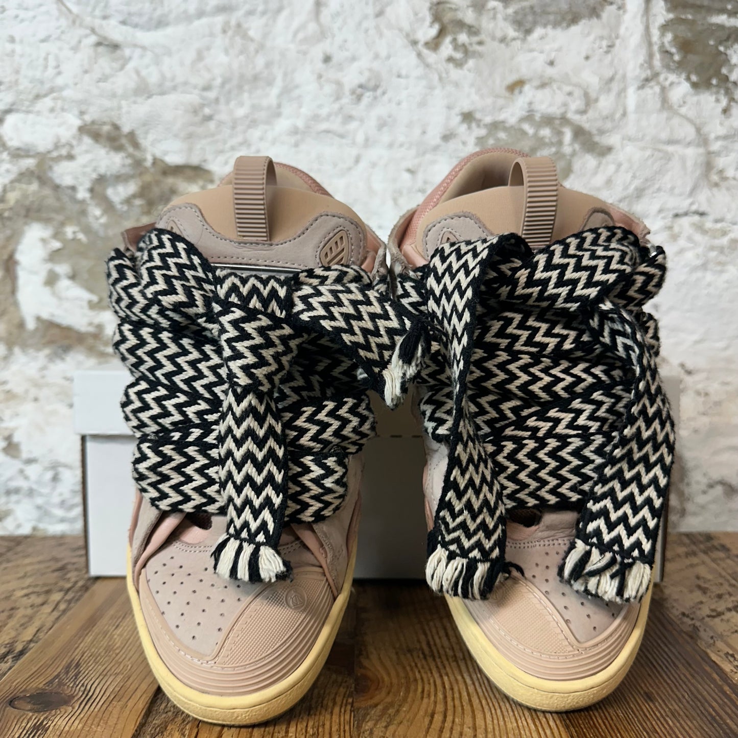 Lanvin Curb Black White Lace Pink Sneaker Sz 6.5 (39)
