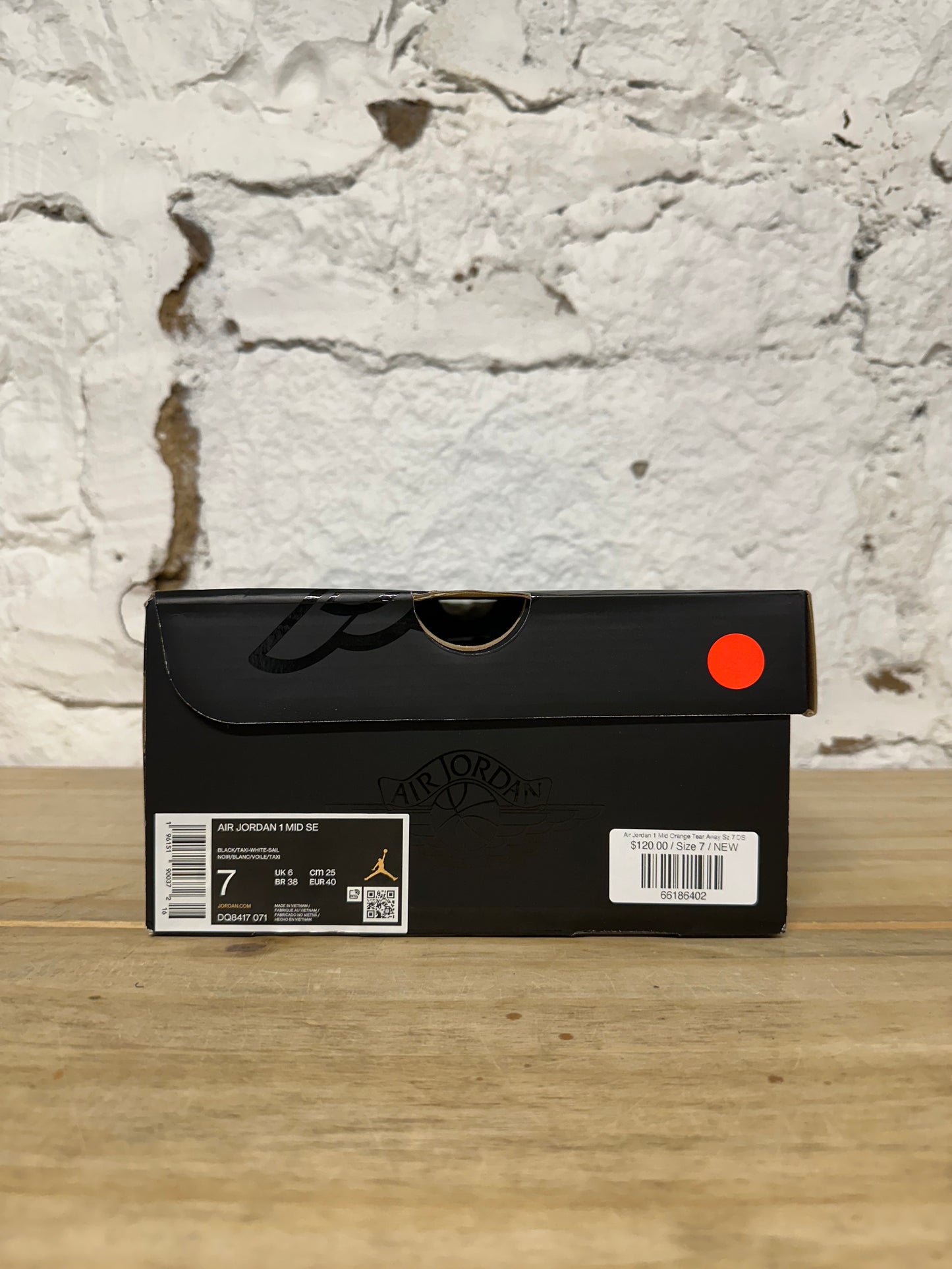 Air Jordan 1 Mid Orange Tear Away Sz 7 DS