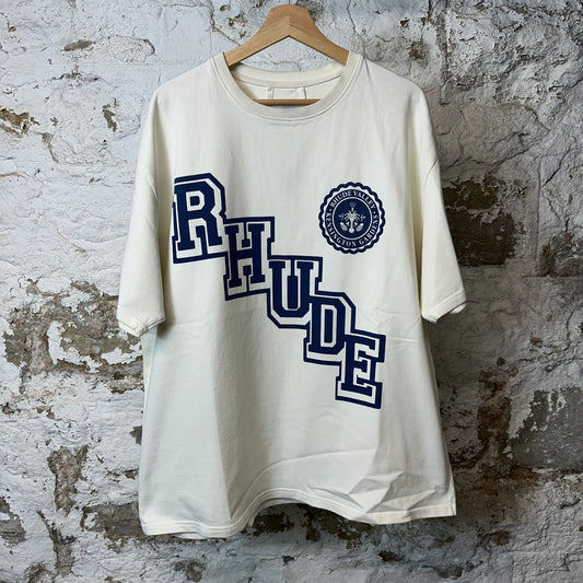 Rhude College Logo T-shirt Cream Sz XL