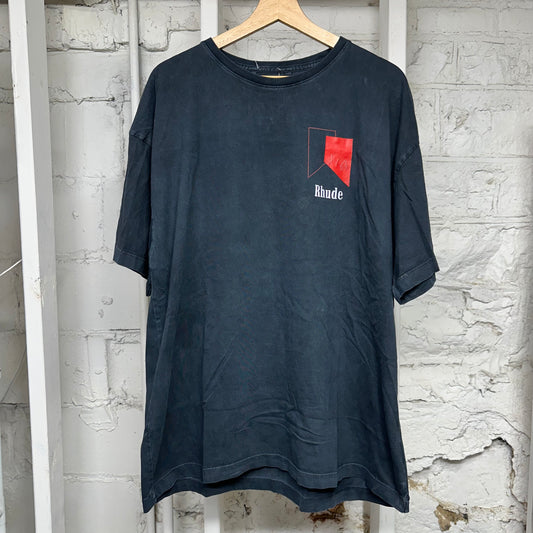 Rhude Geometric Black Red T-Shirt Sz XL