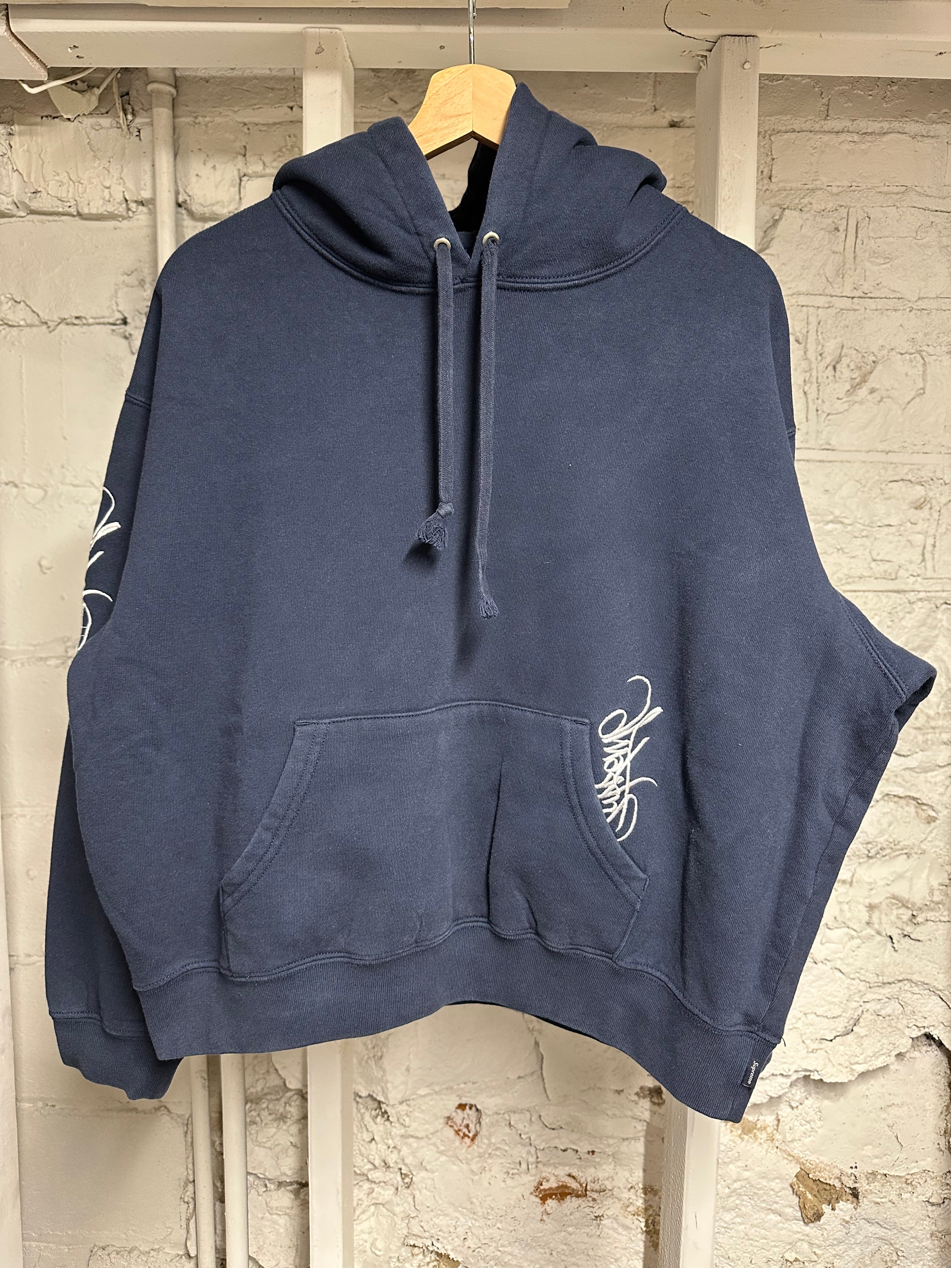 Supreme Navy Graffiti Script Hoodie Sz M