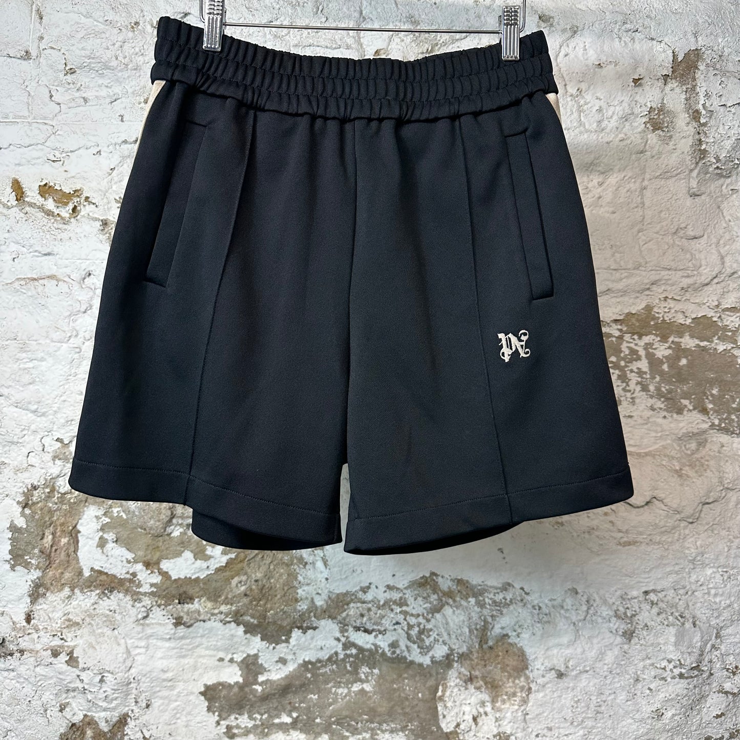 Palm Angels Beige Black Track Shorts Sz L