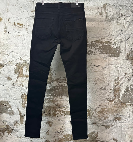 Amiri MX1 Brown Suede Black Denim Jeans Sz 32