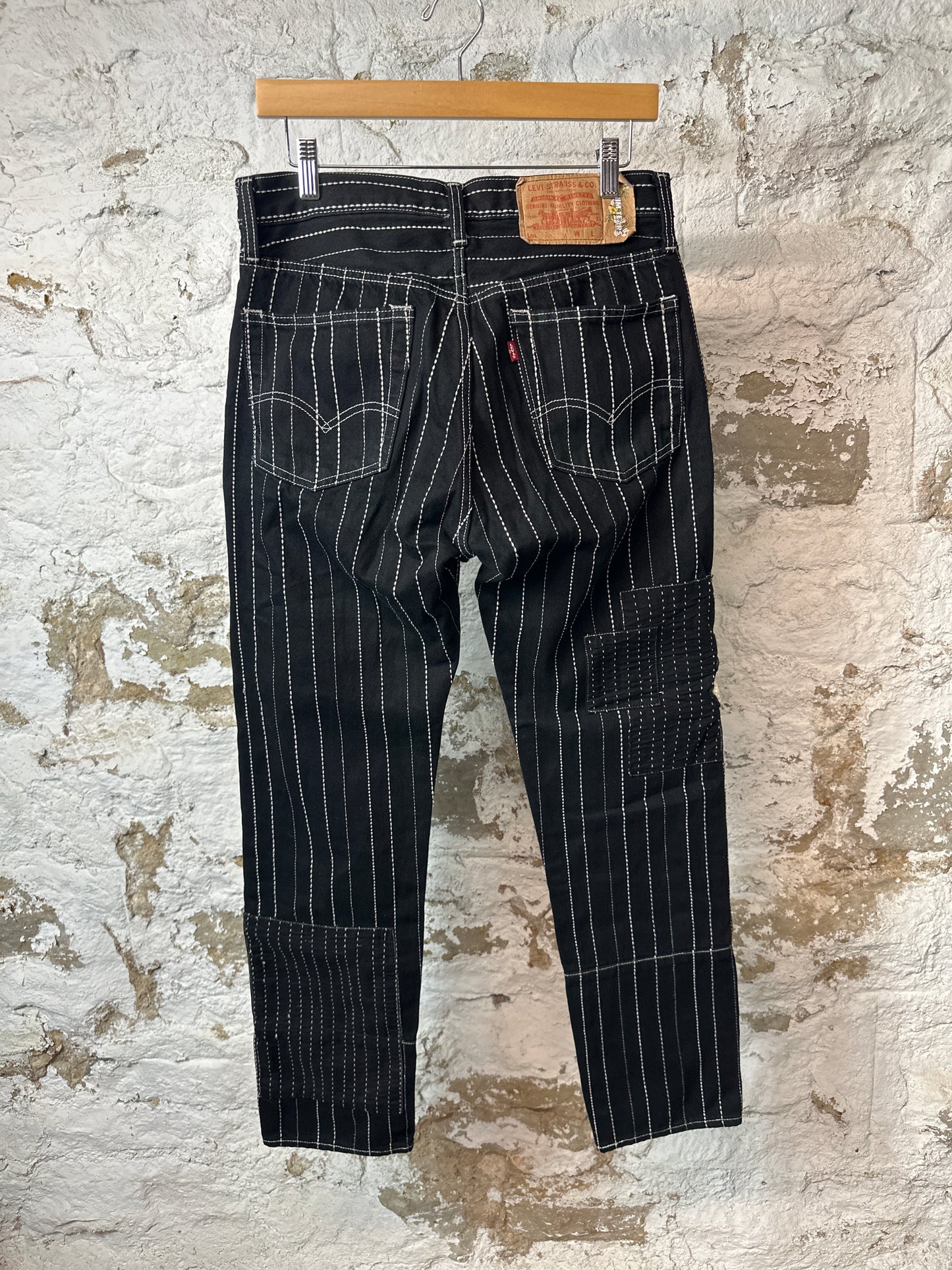 Denim Tears 501 Patch Striped Black Denim Sz 32