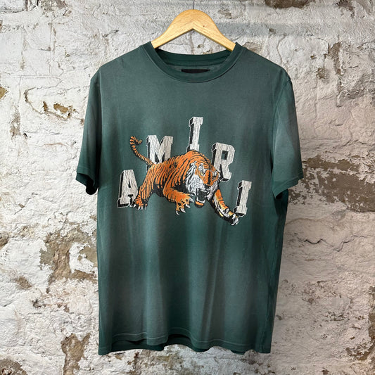 Amiri White Spell Tiger T-shirt Green Sz M