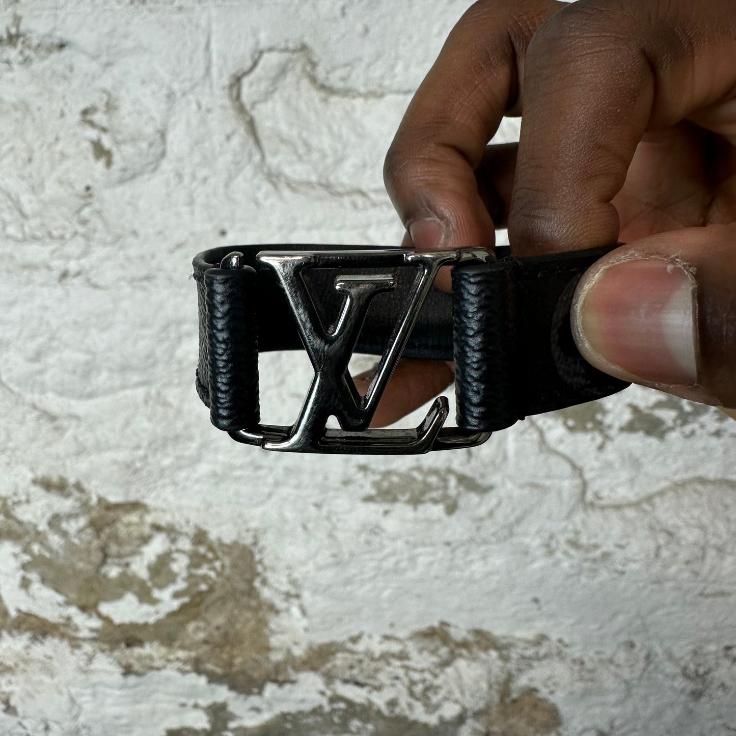 Louis Vuitton Graphite Hockenheim Bracelet Sz 19 W/ Box