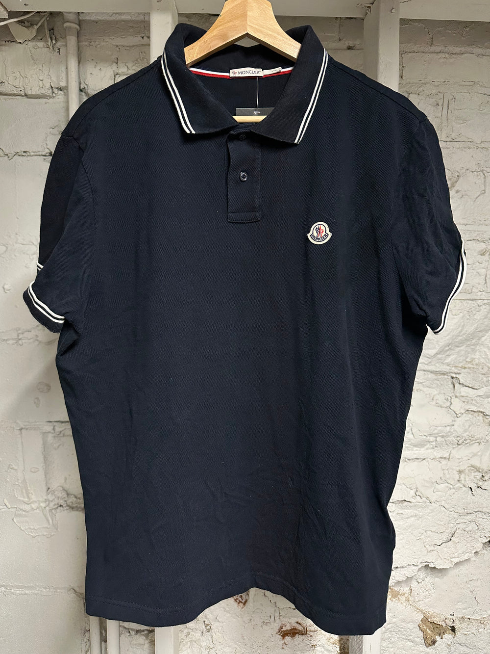 Moncler Small Logo Navy Polo Sz XL