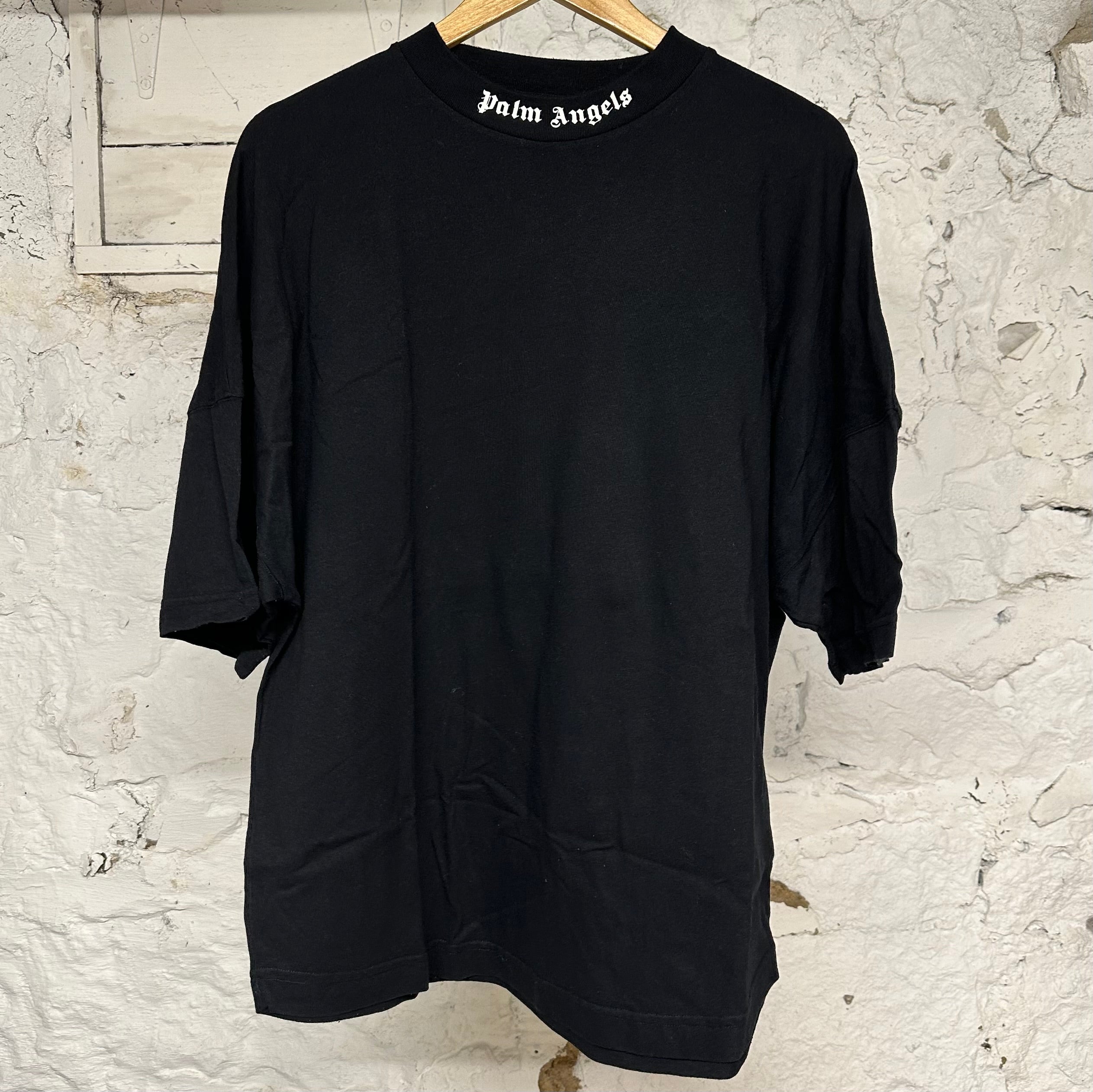 Palm Angels White Black Oversized T-shirt Sz S