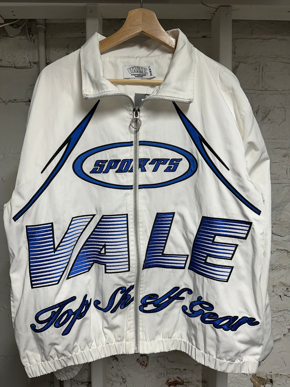 Vale Sports White Blue Jacket Sz L