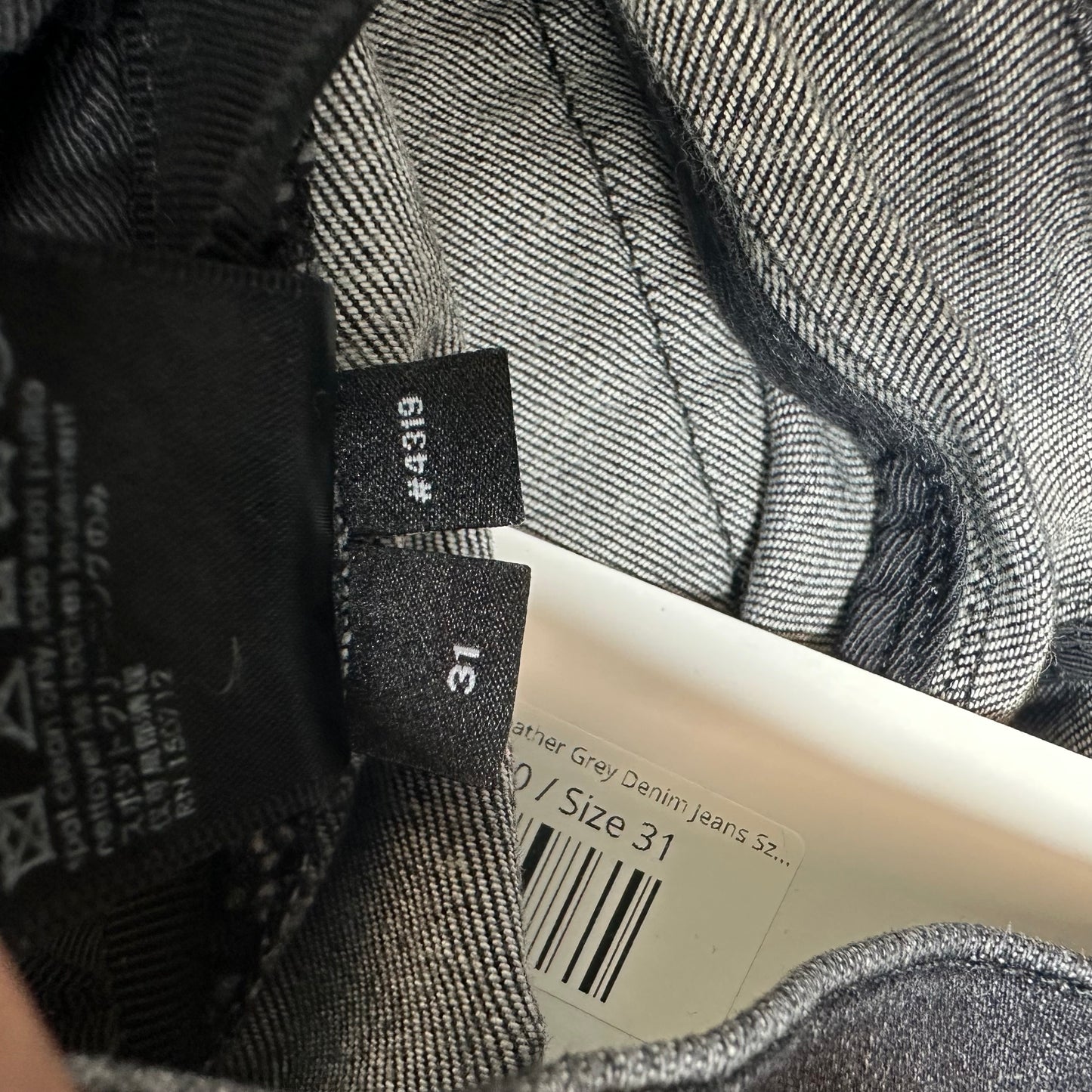 Amiri MX1 Black Leather Grey Denim Jeans Sz 31