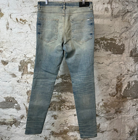 Amiri MX1 Olympic Patch Blue Denim Jeans Sz 34