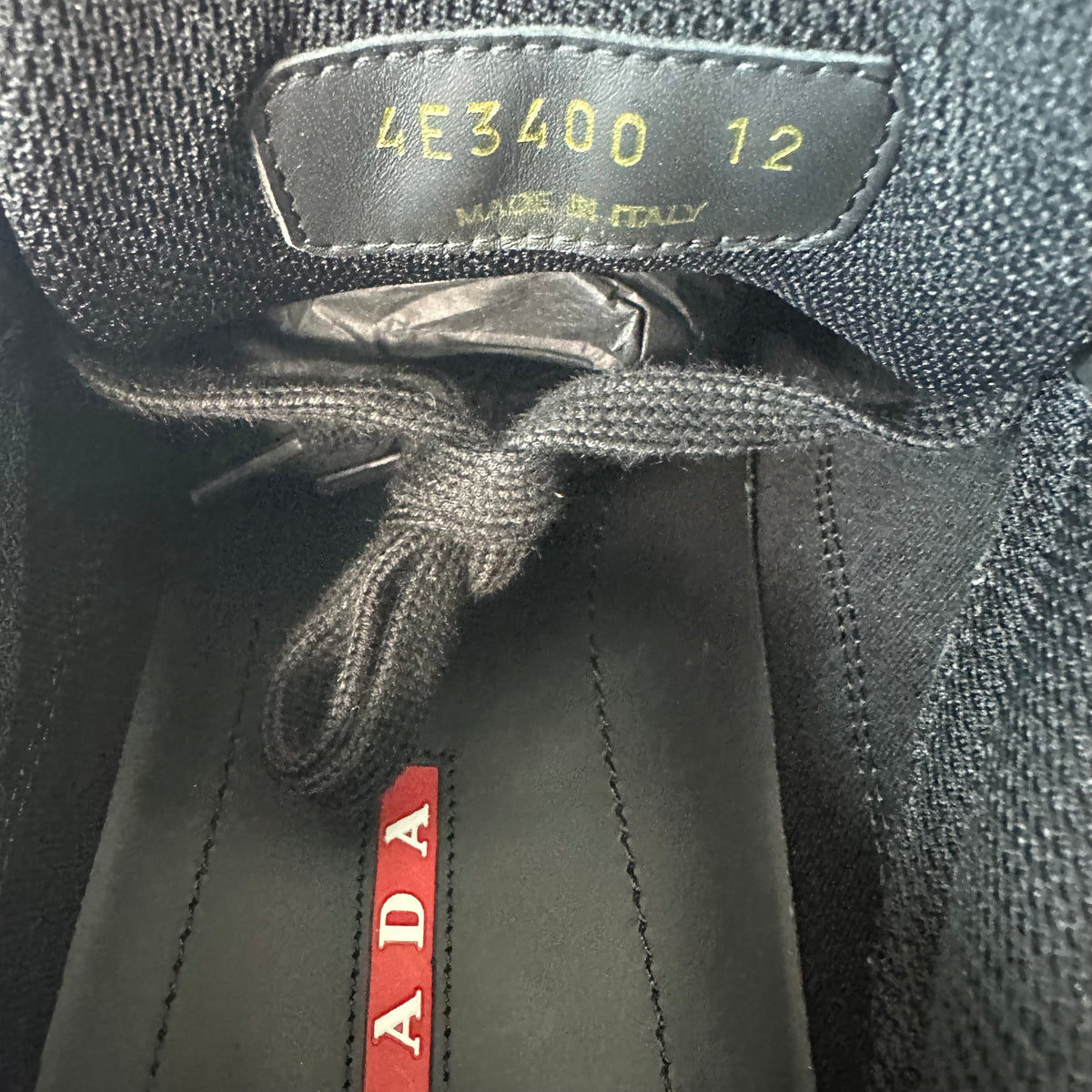 Prada Americas Cup Triple Black Patent Sneaker Sz 12