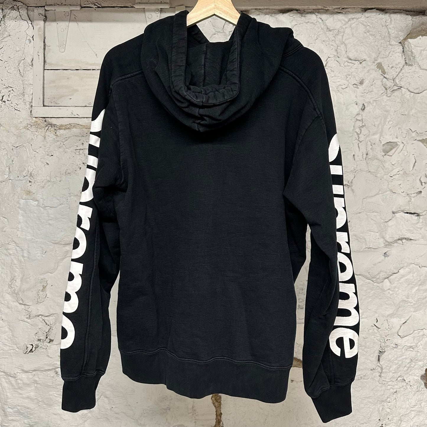 Supreme Sleeve Spellout Black Hoodie Sz M