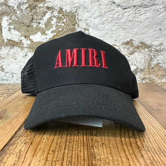 Amiri Red Spell Black Trucker Hat